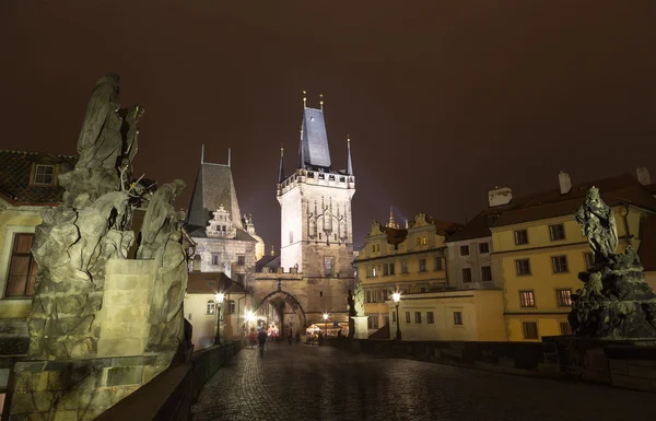 gece görüş charles Bridge, prague, Çek Cumhuriyeti