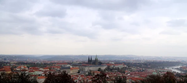 Vista del Castillo de Praga y la catedral de San Vito desde la colina de Petrin, República Checa — Foto de Stock