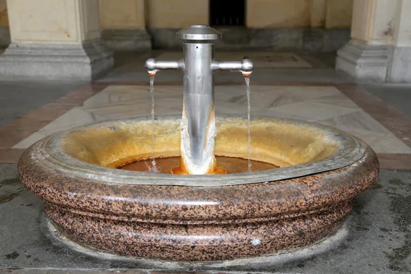 Karlovy Vary 'deki (Carlsbad) termal maden kaynağı -- Batı Bohemya' daki ünlü spa şehri, Çek Cumhuriyeti 'nde çok popüler bir turizm merkezi.