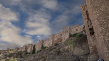 gibralfaro Dağı'nda Alcazaba castle. Malaga, Endülüs, İspanya. Burayı unesco dünya mirası ilan