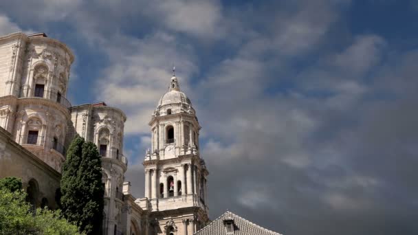 Malaga Katedrali malaga şehir, Endülüs, Güney İspanya Rönesans kilisesidir. — Stok video