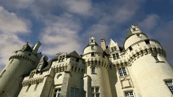 Usse замок, Долина Луари, Франція--також відомий як Спляча красуня замок — стокове відео