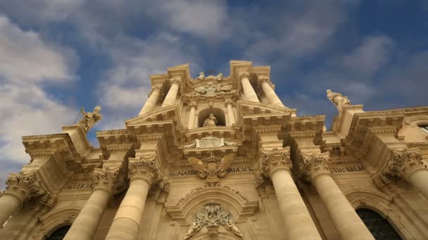 Katedra w syracuse (siracusa, sarausa) - zabytkowe miasto na Sycylii, Włochy — Wideo stockowe