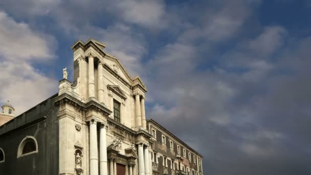 Kościół katolicki z catania. Sycylii, we Włoszech. architektura baroku. Światowego Dziedzictwa UNESCO — Wideo stockowe