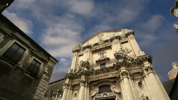Église catholique de Catane. Sicile, Italie du Sud. Architecture baroque. Site du patrimoine mondial de l'Unesco — Video
