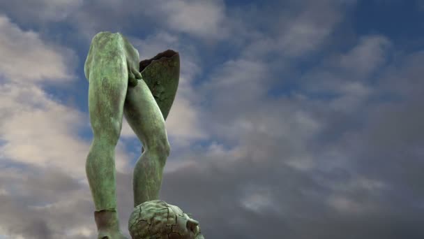 La estatua en el área arqueológica de Agrigento, Sicilia, Italia — Vídeos de Stock