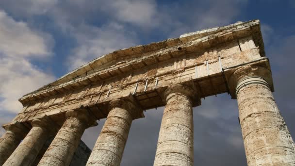 Κλασσική Ελληνική (δωρική) ναός στο Segesta στη Σικελία — Αρχείο Βίντεο