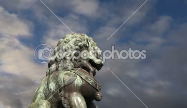 Bronz koruyucu aslan heykeli yasak şehir, Beijing, Çin