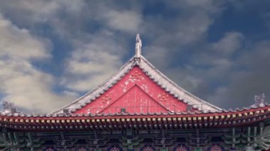 süslemeleri bölge dev Vahşi kaz Pagodası üzerinde çatı, bir Budist pagoda bulunan Güney xian (sian, xi'an), shaanxi Eyaleti, Çin olduğunu