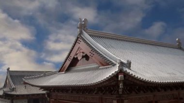 süslemeleri bölge dev Vahşi kaz Pagodası üzerinde çatı, bir Budist pagoda bulunan Güney xian (sian, xi'an), shaanxi Eyaleti, Çin olduğunu