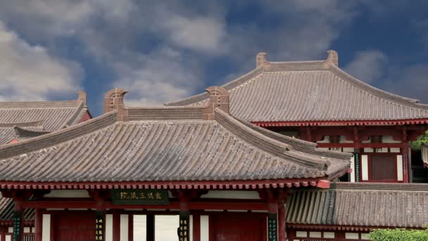 屋顶上领土巨型大雁塔装饰，是一座佛教宝塔，位于中国陕西省西安南部 (西安，西安) — 图库视频影像