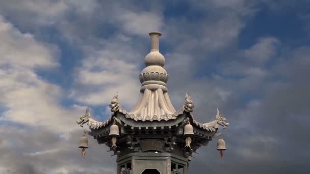 On the territory Giant Wild Goose Pagoda or Big Wild Goose Pagoda, is a Buddhist pagoda located in southern Xian (Sian, Xi'an), Shaanxi province, China — Stock Video