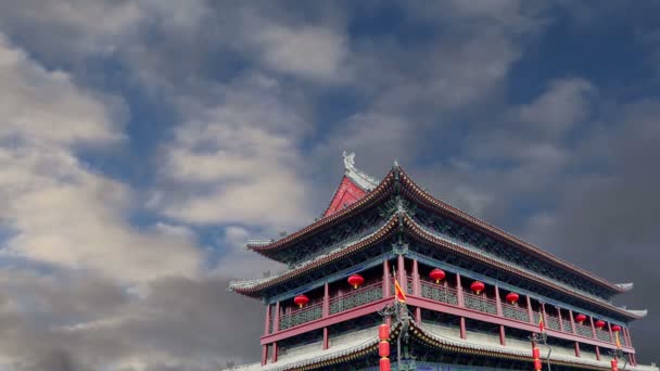 Оборонні споруди з xian (антиросійські, Сіань) стародавньої столиці Китаю - представляють, один з найстаріших і кращий збереглися китайському місті стіни — стокове відео