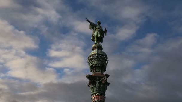 Chistopher Colombo monumento em Barcelona, Espanha — Vídeo de Stock