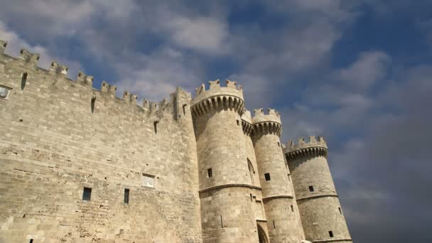 Rhodes Island, Greece, a symbol of Rhodes, of the famous Knights Grand Master Palace (also known as Castello) in the Medieval town of rhodes, a must-visit museum of Rhodes — Stock Video
