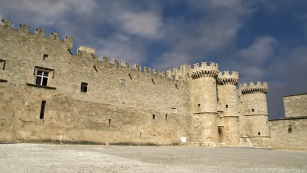 Rhodes Island, Greece, a symbol of Rhodes, of the famous Knights Grand Master Palace (also known as Castello) in the Medieval town of rhodes, a must-visit museum of Rhodes — Stock Video