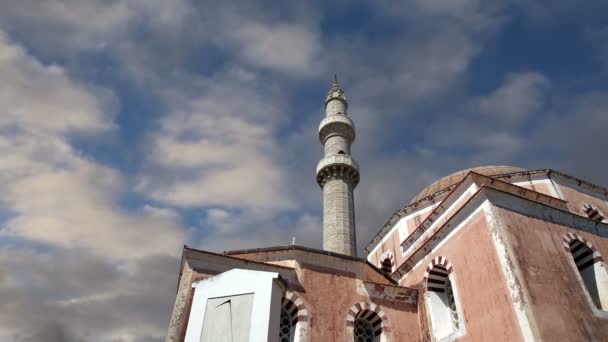 Mešita v Old Town, Rhodes, Řecko (časová prodleva) — Stock video