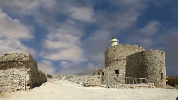 Rhodes Tower of St. Nicholas, Greece  (time lapse) — Stock Video