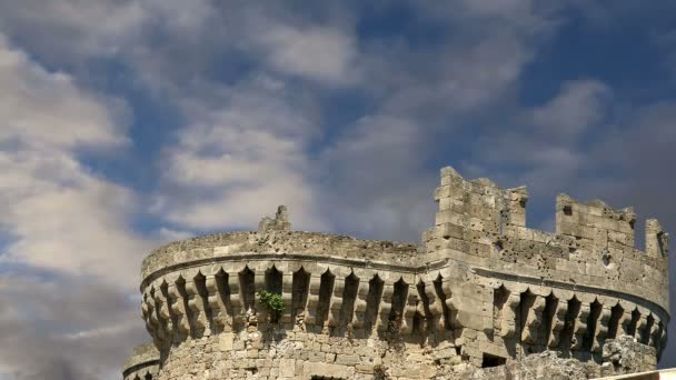 Rhodes Town, Yunanistan (zaman atlamalı Ortaçağ surları) — Stok video