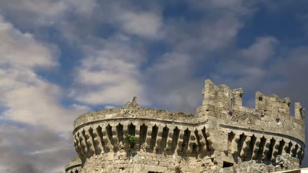 中世纪城墙在罗德镇，希腊 (时间流逝) — 图库视频影像