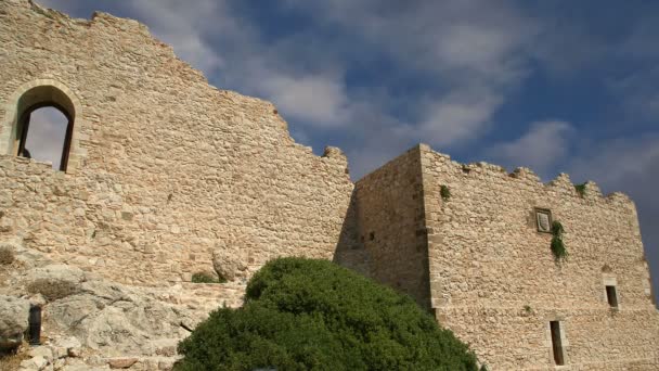 Castillo medieval de Kritinia en Rodas, Grecia, Dodecaneso — Vídeo de stock