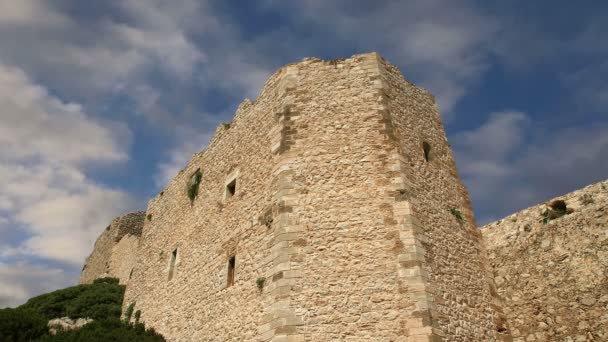 Средневековый замок Критиния на Родосе, Греция, Додеканес — стоковое видео