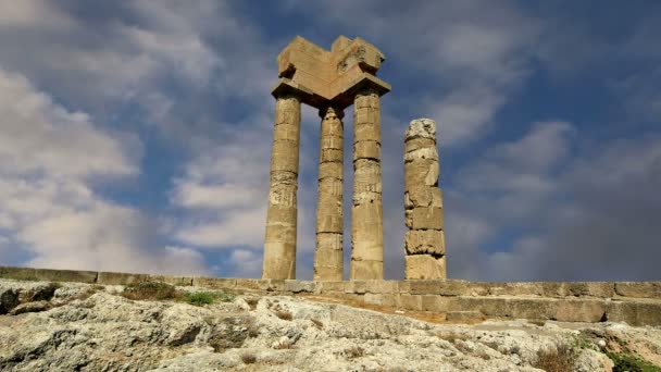 阿波罗庙在罗得岛，希腊的雅典卫城 — 图库视频影像