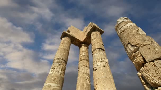 Templo de Apolo en la Acrópolis de Rodas, Grecia — Vídeos de Stock