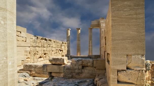 Templo de Apolo en la Acrópolis de Rodas, Grecia — Vídeos de Stock