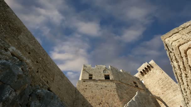 Acrópolis de Linods en Rhodos Antiguo sitio arqueológico, Grecia — Vídeos de Stock