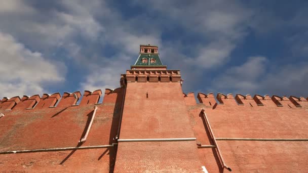 The Kremlin Wall that surrounds the Moscow Kremlin, Russia — Stock Video