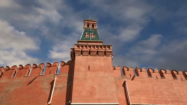 Rusya Moskova kremlin çevreleyen kremlin duvarı — Stok video