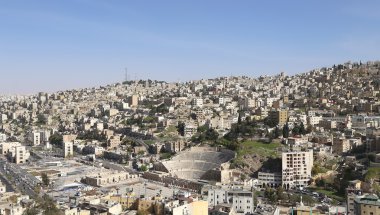 Amman'ın manzarası, Jordan, Ortadoğu görünümünü