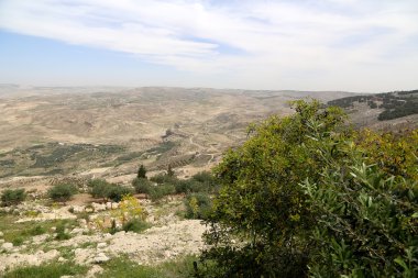 Çöl Dağ manzarası (Mount Nebo havadan görünümden), Jordan, Orta Doğu