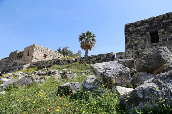 Romeinse ruïnes op um qais (um Qhays)--is een stad in noordelijk Jordanië in de buurt van de site van de oude stad van gadara. um is qais een van jordan's meest unieke greco Romeinse decapolis sites — Stockfoto