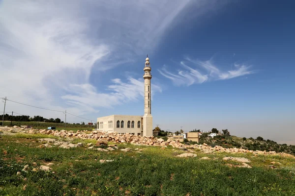Mezquita y paisaje de montaña del desierto, Jordania, Oriente Medio —  Fotos de Stock