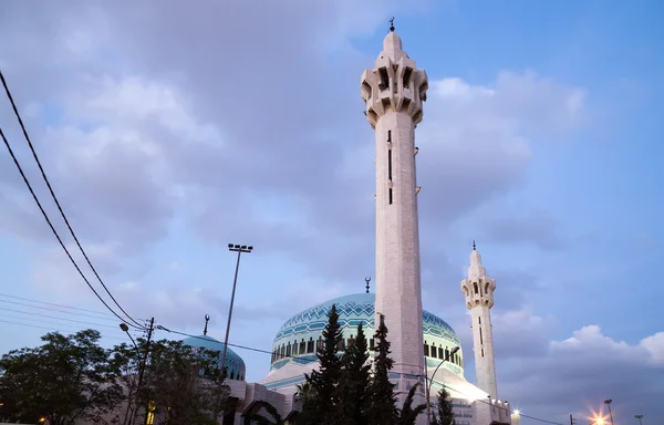 Mesquita do Rei Abdullah à noite em Amã, Jordânia — Fotografia de Stock