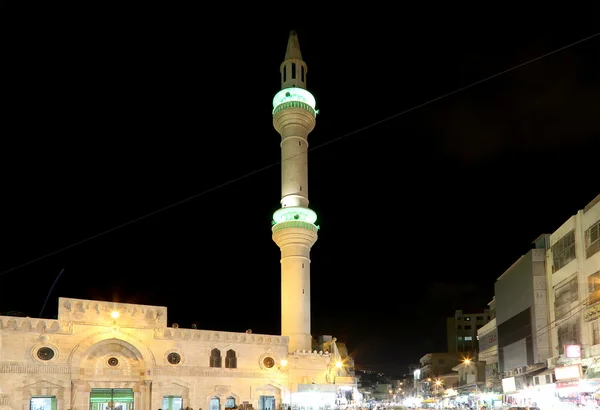 Mešita v noci v Ammánu, Jordan — Stock fotografie