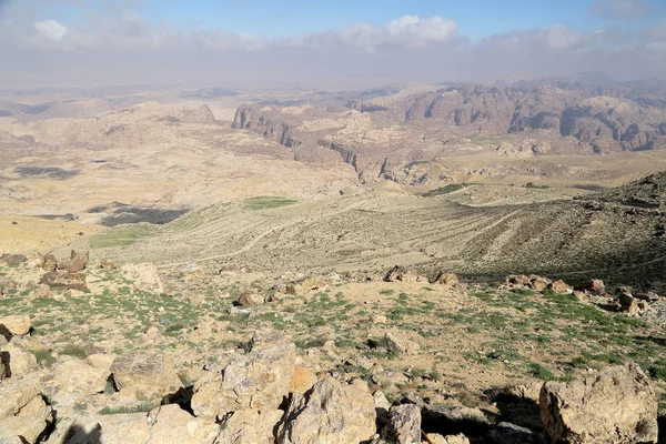 Deserto paisagem montanhosa (vista aérea), Jordânia, Médio Oriente — Fotografia de Stock