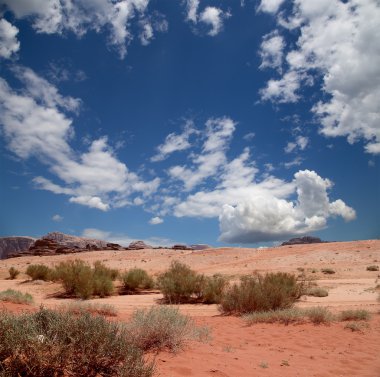 Wadi rum çöl de ay Vadisi'nin güney Ürdün kumtaşı ve granit kaya 60 km doğusunda Akabe kesilmiş bir vadi olduğunu.