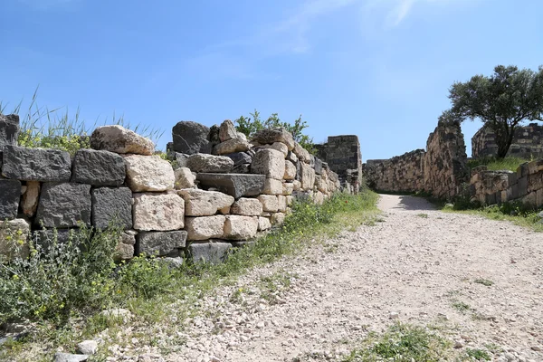Romeinse ruïnes op Umm Qais (Umm Qhays)--is een plaats (town) in de noordelijke Jordan in de buurt van de site van de oude stad van Gadara — Stockfoto