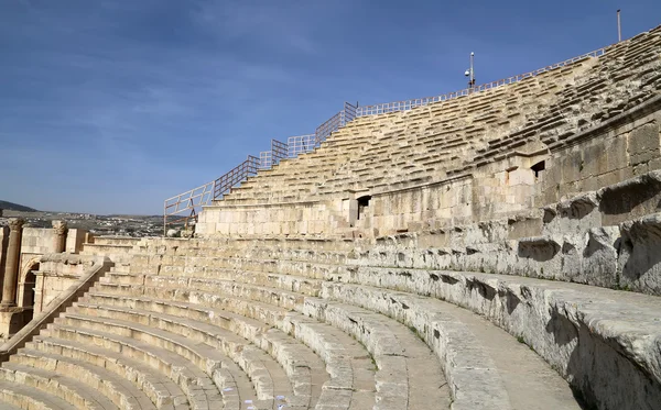 Anfiteatro a Jerash (Gerasa dell'antichità), capitale e più grande città del Governatorato di Jerash, Giordania — Foto Stock