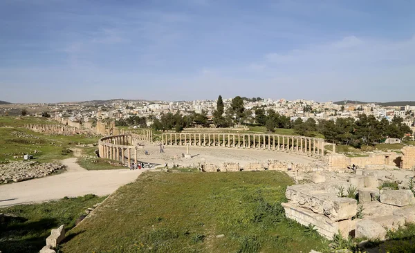 Forum (oval plaza) in gerasa (jerash), jordanien — Stockfoto