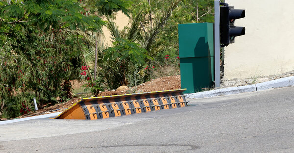 Car barrier (Roadblock) on the on the road