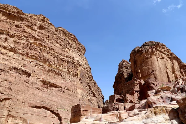 Montanhas de Petra, Jordânia, Oriente Médio. Petra é Património Mundial da UNESCO desde 1985 — Fotografia de Stock