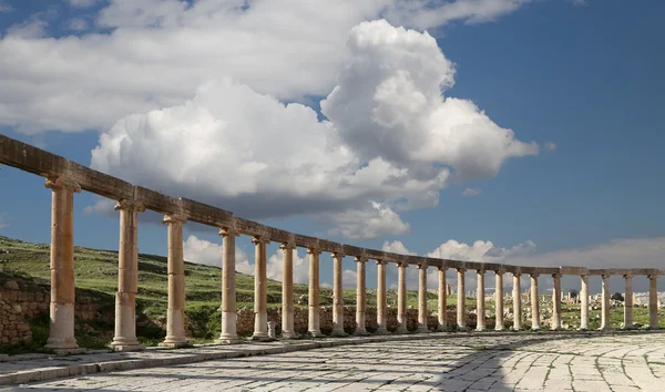 Forum (owalne Plaza) w Gerazie. (Jerash), Jordan. — Zdjęcie stockowe