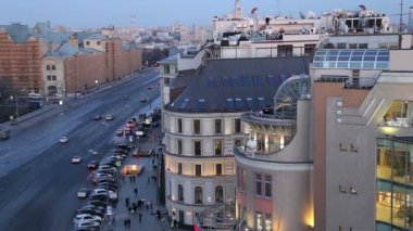 Gece görünümü Moskova yüksek noktadan (Merkezi Çocuk deposunun binasında bir gözlem güverte), Rusya Federasyonu