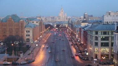 Gece görünümü Moskova yüksek noktadan (Merkezi Çocuk deposunun binasında bir gözlem güverte), Rusya Federasyonu