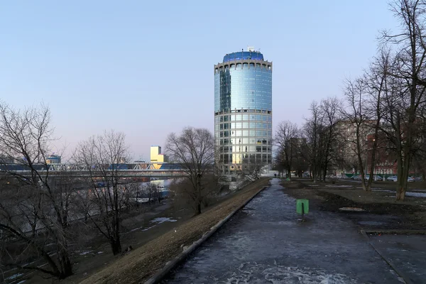 Vista notturna della Torre 2000, Moscow International Business Centre (City). Russia — Foto Stock