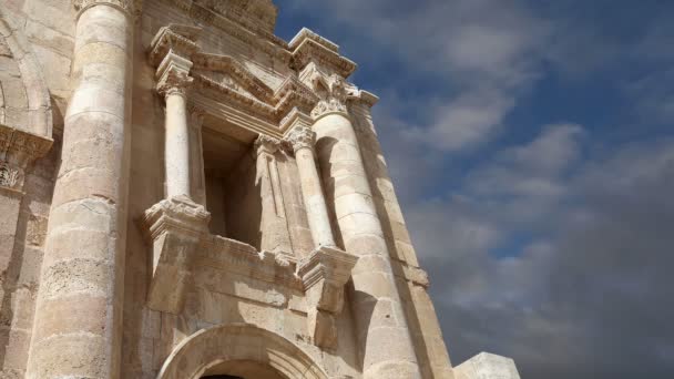 Gerasa (jerash)--Hadrian'ın kemer jordan jerash 129 reklam, İmparator Hadrian'ın ziyareti onuruna inşa — Stok video